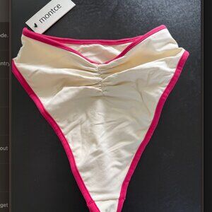 NWT - Montce - Cream Raspberry Binded Bikini Bottom XS